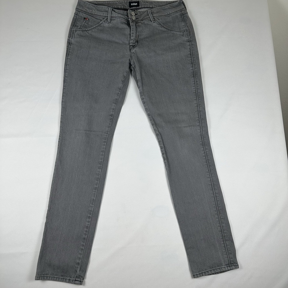Hudson Collin Flap Skinny Jeans Grey Sz 30 Flap Pockets Two Button